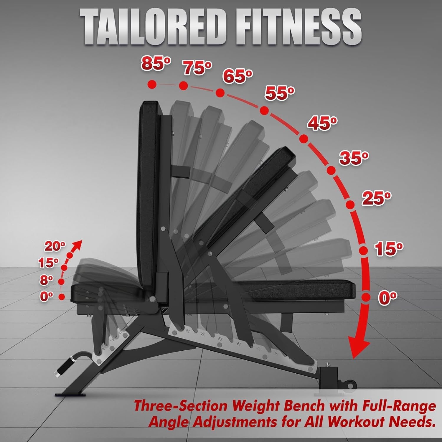RAB-2000 Adjustable Weight Bench with Leg Attachment