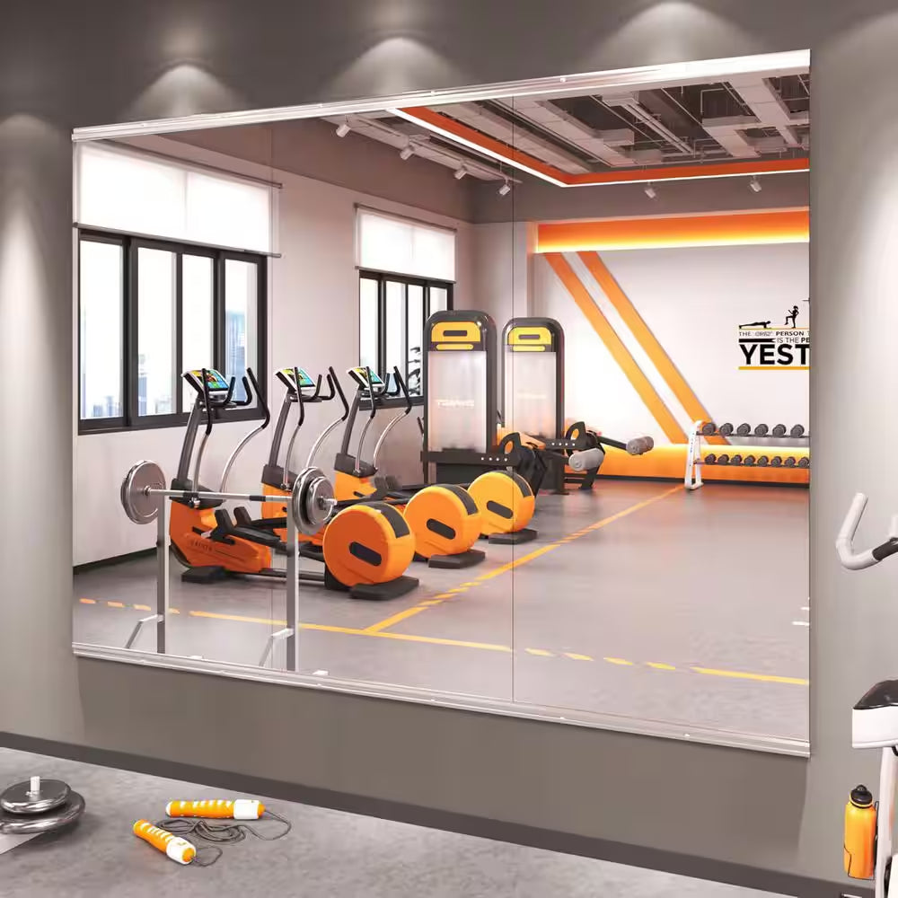 Modern 24 In. W X 48 In. H Frameless Wall Mirror HD Tempered Glass Gym Mirror/Yoga Mirror, Easy Wall Mount (3-Pack)