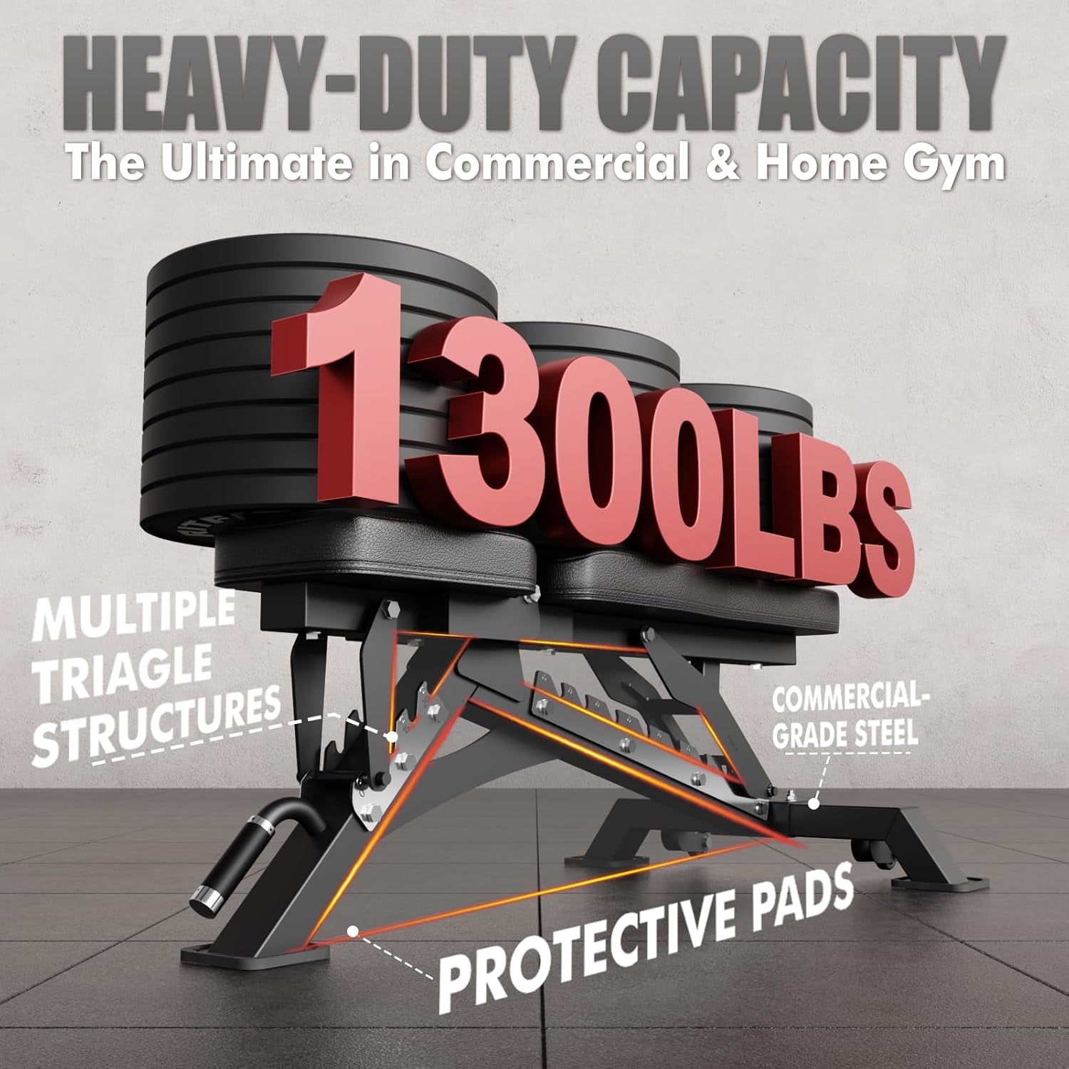 RAB-2000 Adjustable Weight Bench with Leg Attachment